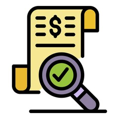 Poster - Audit money paper icon. Outline audit money paper vector icon color flat isolated
