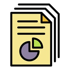 Poster - Office papers management icon. Outline office papers management vector icon color flat isolated