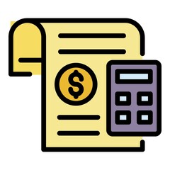 Poster - Finance calculator paper icon. Outline finance calculator paper vector icon color flat isolated