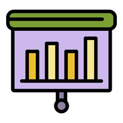 Poster - Graph chart banner icon. Outline graph chart banner vector icon color flat isolated