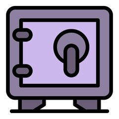 Poster - Money safe icon. Outline money safe vector icon color flat isolated