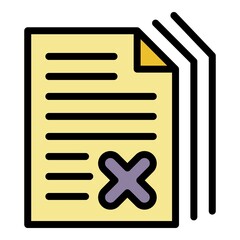 Poster - Cancel papers icon. Outline cancel papers vector icon color flat isolated