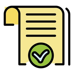 Poster - Approved office papers icon. Outline approved office papers vector icon color flat isolated