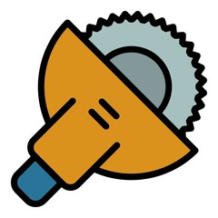 Poster - Circular saw icon. Outline circular saw vector icon color flat isolated