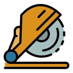 Poster - Industry circular saw icon. Outline industry circular saw vector icon color flat isolated