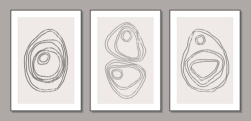 Set of trendy abstract aesthetic minimalist artistic hand drawn composition