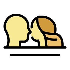 Wall Mural - Just married kiss icon. Outline just married kiss vector icon color flat isolated