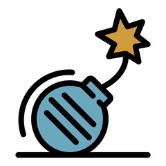 Sticker - Stress bomb icon. Outline stress bomb vector icon color flat isolated
