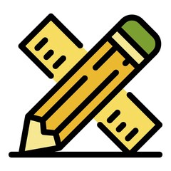 Poster - tiler ruler icon. outline tiler ruler vector icon color flat isolated