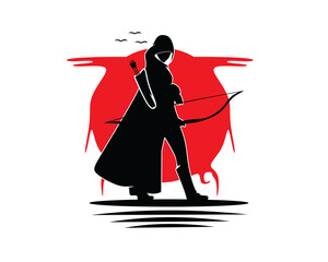 Silhouette female archer logo