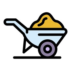 Canvas Print - Construction wheelbarrow icon. Outline construction wheelbarrow vector icon color flat isolated