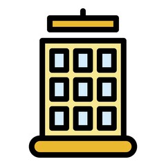 Poster - Building construction icon. Outline building construction vector icon color flat isolated