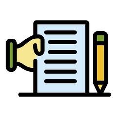 Canvas Print - Contractor checklist icon. Outline contractor checklist vector icon color flat isolated