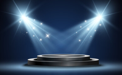Wall Mural - winner background with signs of first, second and third place on a round pedestal. vector winner pod