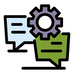 Poster - community gear chat icon. outline community gear chat vector icon color flat isolated