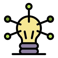 Poster - Community light bulb icon. Outline community light bulb vector icon color flat isolated
