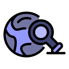Poster - Earth exploration icon. Outline earth exploration vector icon color flat isolated