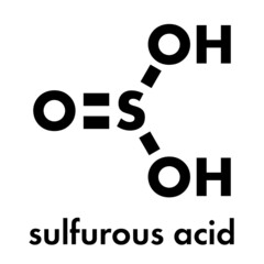 Canvas Print - Sulfurous acid (H2SO3) molecule. Conjugate bases are bisulfite and sulfite. Skeletal formula.