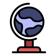 Poster - School globe icon. Outline school globe vector icon color flat isolated