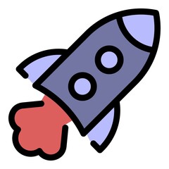 Sticker - Rocket exploration icon. Outline rocket exploration vector icon color flat isolated