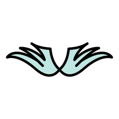 Poster - Emblem wings icon. Outline emblem wings vector icon color flat isolated