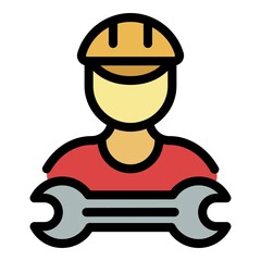 Poster - Repairman icon. Outline repairman vector icon color flat isolated