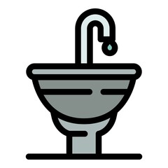 Canvas Print - Washbasin icon. Outline washbasin vector icon color flat isolated