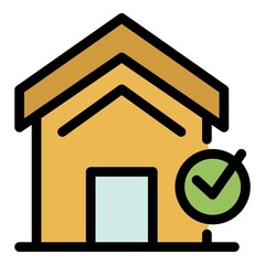 Sticker - Repairman house maintenance icon. Outline repairman house maintenance vector icon color flat isolated