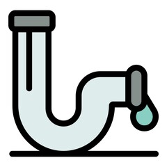Poster - Broken water pipe icon. Outline broken water pipe vector icon color flat isolated