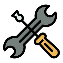 Poster - Repairman tool screwdriver icon. Outline repairman tool screwdriver vector icon color flat isolated