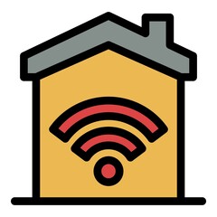 Poster - Smart house icon. Outline smart house vector icon color flat isolated