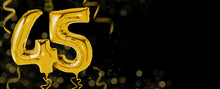 Golden Balloons With Copy Space - Number 45