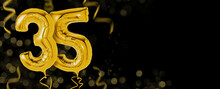 Golden Balloons With Copy Space - Number 35