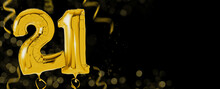 Golden Balloons With Copy Space - Number 21