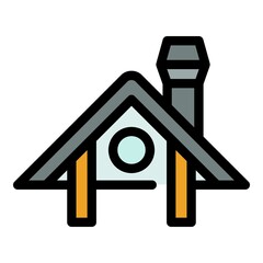 Poster - Roof with chimney icon. Outline roof with chimney vector icon color flat isolated