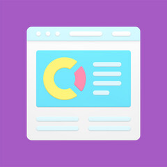 Fototapete - Pie chart on minimalistic website 3d icon vector illustration