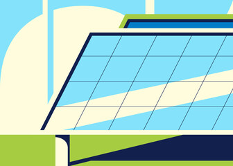 Wall Mural - banner with solar panels. placard design in flat style.