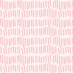 Poster - Simple vector geometric abstract seamless pattern. Monochrome pink and white minimalist repeat. Small elements in rows. Graphic texture for fabric, apparel, wallpaper.