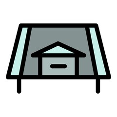 Poster - House roof side view icon. Outline house roof side view vector icon color flat isolated