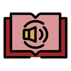 Poster - Audio book icon. Outline audio book vector icon color flat isolated
