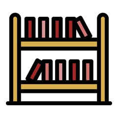 Sticker - Books on the shelves icon. Outline books on the shelves vector icon color flat isolated