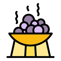 Poster - Bowl with bath stones icon. Outline bowl with bath stones vector icon color flat isolated