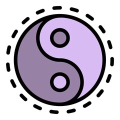 Poster - Yin yang sign icon. Outline yin yang sign vector icon color flat isolated