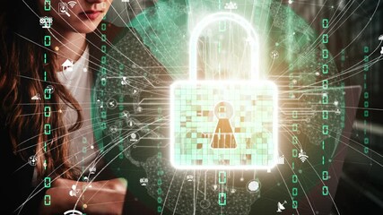 Poster - cyber security encryption technology to protect data privacy conceptual . 3d render computer graphic