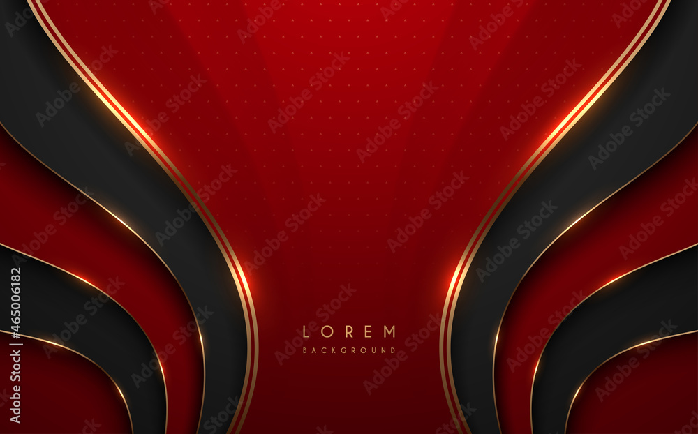 Abstract red and black shapes background with golden lines Stock Vector ...