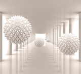 Fototapeta Do przedpokoju - 3d picture spiky balls in the tunnel