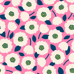 Wall Mural - Cute hand drawn floral seamless pattern background.