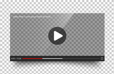 Aufkleber - Video player design template with shadow for web and mobile apps. Vector illustration in flat style isolated on transparent background