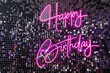 Neon happy birthday sign for party decoration