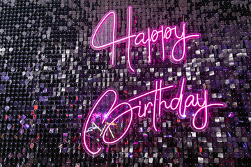 Neon happy birthday sign for party decoration